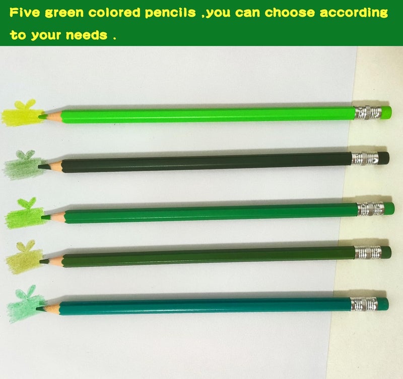 Adhere 25pcs Checking Pencils Erasable colored Pencils Pre-Sharpened #2 HB,for Checking Tests Grading,Map Coloring, editing Office Favors,including a Free sharpener. (Mixed Green) - Image 5